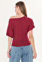 Burgundy Ultra Soft, Fitted, Fully Stretchable, 95% Natural Viscose, No Show, Low Shoulder Bat Sleeve Blouse - 7