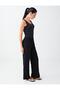 Black Straight Cut Regular Leg Regular Waist Snap Closure Palazzo Trousers - 4