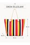 Women's Colorful Striped Zippered Large Size Beach Bag with Rope Handle Shoulder Bag - 3