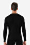 Men's Black V-Neck Long Sleeve Undershirt Badi 100% Cotton Ribbed - 3