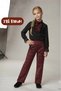 Girl's Piece Detailed Black Blouse Plaid Patterned Trousers Buckle 3-Piece Set