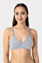 Women's Gray Cotton Underwire-Free Nursing Bra - 3