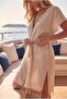 Women's Natural Leaf Piping Linen Pareo - 4