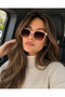 Geometric Beige Bone Frame Brown Glass Women Sunglasses Llt01 - 2