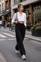 Women's 100% Muslin Fabric Wide-Legged Pants with Elastic Waist, Breathable, Premium Comfortable Fit, Four-Season Black Trousers