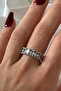 Exclusive Series Adjustable Anti-Tarnish Edges Twist Model Oval Row Stone Women's Steel Ring - 4