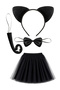 Cat Costume Set Black Color - Tutu Skirt, Crown with Ears, Bow Tie, Tail