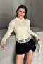 Lace Buttoned Crew Neck Knitwear Cardigan - 2