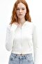 Zippered Hooded Cardigan with Finger Holes