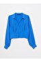 Shirt Collar Plain Long Sleeve Crop Women's Blouse (W2) - 6