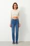 Women's Blue High Waist Slim Fit Lycra Jean Trousers