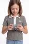 Striped Polo Collar Embroidered Girls' T-Shirt - 2