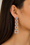 Accessories Zircon Stone Geometric Square Dangle Women's Earrings Silver Color Stylish Evening Dress Design