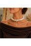 Pearl Necklace,Pearl Scarf Necklace,Scarf,Handbag Scarf,Handbag Charm,Multi-Purpose Accessory,Jewelry,Necktie,Ship Anchor Figured - 2