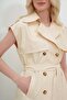 كاميل الخصر مربوط جيوب مزدوجة TRENCHCOAT - 4