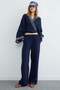 Elastic Waist Pocket Muslin Fabric Trousers