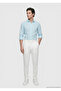 Turquoise Plain Regular Fit Long Woven Casual Cotton Blend Shirt - 3