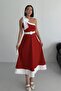 Women's Midi Bow Detailed Belted Evening Dress