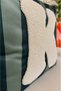 Punch Embroidered Throw Pillow Cover - 43*43 cm - Green Letter K - Pnk001 - 2