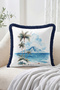 Set of 4 Fringed Throw Pillow Covers with Palm Tree and Sea View Motifs and Tassels - 5