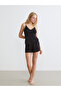 Alita City with a Difference, Lcw Dream Black Flat Strap Women's Shorts Pajama Set - 2
