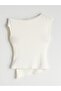 Lcw vision ecru boat neck gathered blouse - 6
