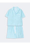 Two Mt Shop Quality Lcw Dream Blue Poplin Striped Short Sleeve Women's Shorts Pajama Set - 6