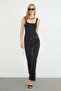 Belted Flare Pants with Slits in Diving Fabric - 4