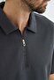 Zippered Polo Neck Piqué T-Shirt - 7
