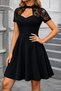 Women's Short Sleeve Round Neck Low-Cut Detailed Short Janjan Crepe Dress