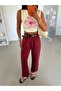 Leather Belted Tracksuit - Burgundy - 4