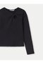 Girl's Long Sleeve T-Shirt with Ring Detail on Shoulder, Ages 10-16, Black - 2