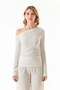 Wrapped Fabric Draped Boat Neck Blouse - 8