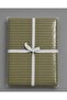 Cotton Khaki Green Color Striped Satin Double Bed Sheet Set with Buttoned Hem and Elastic - 5
