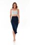 Elastic Waist Slit Wrapped Fabric Skirt - 5