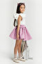 Lilac One-Shoulder Bow Detailed Skirt Crop Girl's Double Set - Luisa - 2