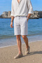 Men's White Gray Slim Fit Seersucker Striped Casual Stretch Shorts with Side Pockets - 6