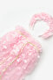 Pink Butterfly Appliqued Girl's Cloak Scepter Crown Set - 5