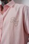 Men's Res Embroidered Long Sleeve Linen Oversized Shirt Pink - 6