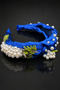 Bym Pearl Grape Blue Women's Hair Crown Hand Embroidered Evening Dress Special Design Hair Accessory - 5