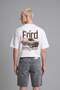 100% Cotton Ford Motor Company Licensed Boxy Fit Printed Short Sleeve Ecru T-Shirt H6737Ax26Hs - 4