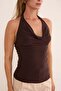 Halter Neck Degaje Collar Blouse - 5
