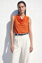 Flounce Collar Sleeveless Blouse - Orange - 3
