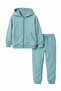 Unisex Kids Top and Bottom Set 2-Piece 100% Cotton Hooded Double Pocket Tracksuit Set - Green