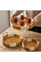 Interlocking Set of 3 Round Plastic Rattan Trays – Multi-Purpose Serving Tray with Dual Color Wicker Look - 3