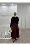 Scuba Verev Skirt-Burgundy - 2