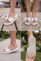Glimmer Slipper Women's Slippers with Bow and Stones - Lightweight Casual Summer Slippers with Gathered Cushioned Sole, White - 4