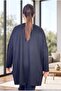 Embroidered on the Shoulders, Crewneck with Slits, Long, Loose-Fitted Viscose Fabric Extra Large Size Bluz - 3