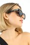 Women's uv400 black oversize sunglasses with gold detail wp25-08 c2 - 5