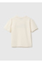 Girl's Ecru 100% Organic Cotton Short Sleeve T-Shirt with Embroidery on the Front - 2